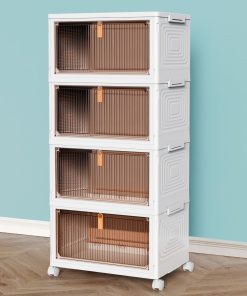 CTSNSLH 4 Tier Plastic Storage Bins with Lid 23QT - Stackable Storage Bins with Wheels. Organizers and Storage. Plastic Storage Cabinet Organization and Storage for Living Room.Office.Dorm